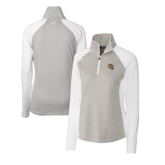 Women's Cutter & Buck  White San Francisco 49ers Helmet Logo DryTec Forge Tonal Stripe Stretch Half-Zip Top