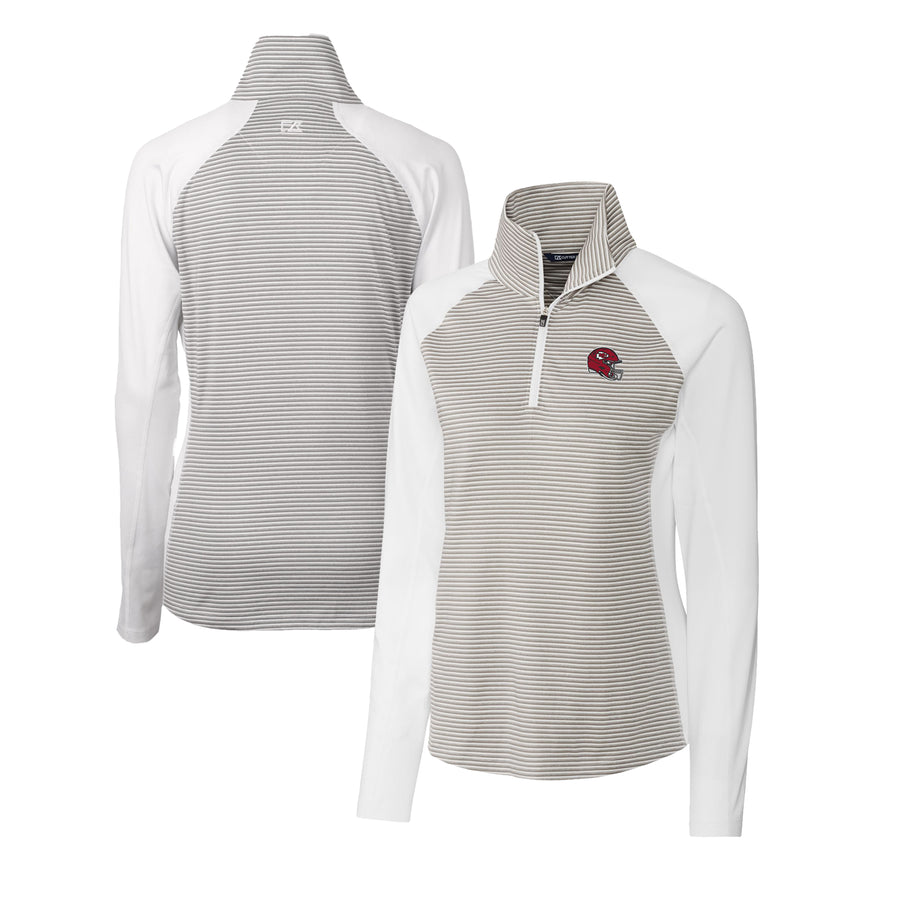 Women's Cutter & Buck  White Kansas City Chiefs Helmet Logo DryTec Forge Tonal Stripe Stretch Half-Zip Top