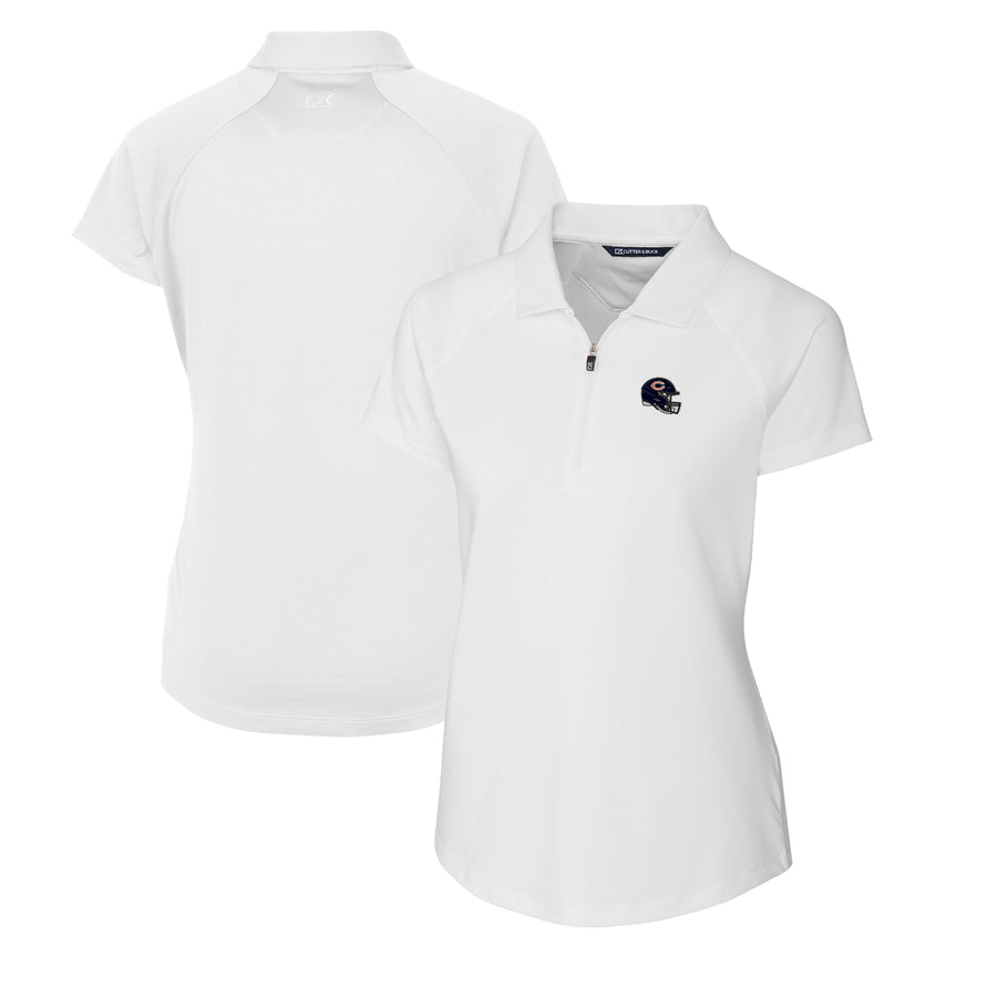 Women's Cutter & Buck  White Chicago Bears Helmet Logo DryTec Forge Stretch Polo