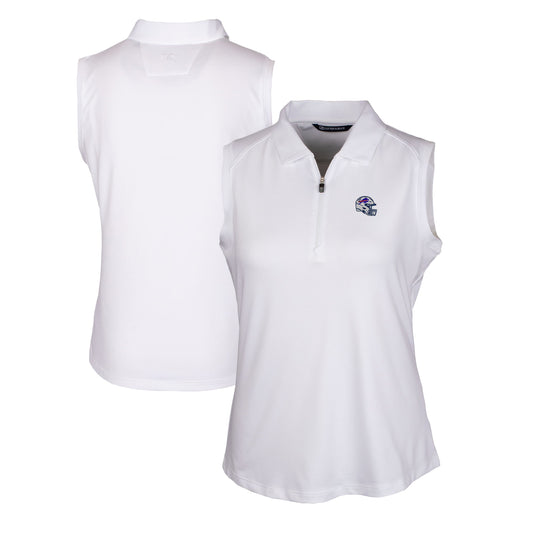 Women's Cutter & Buck  White Buffalo Bills Helmet Logo DryTec Forge Stretch Sleeveless Polo