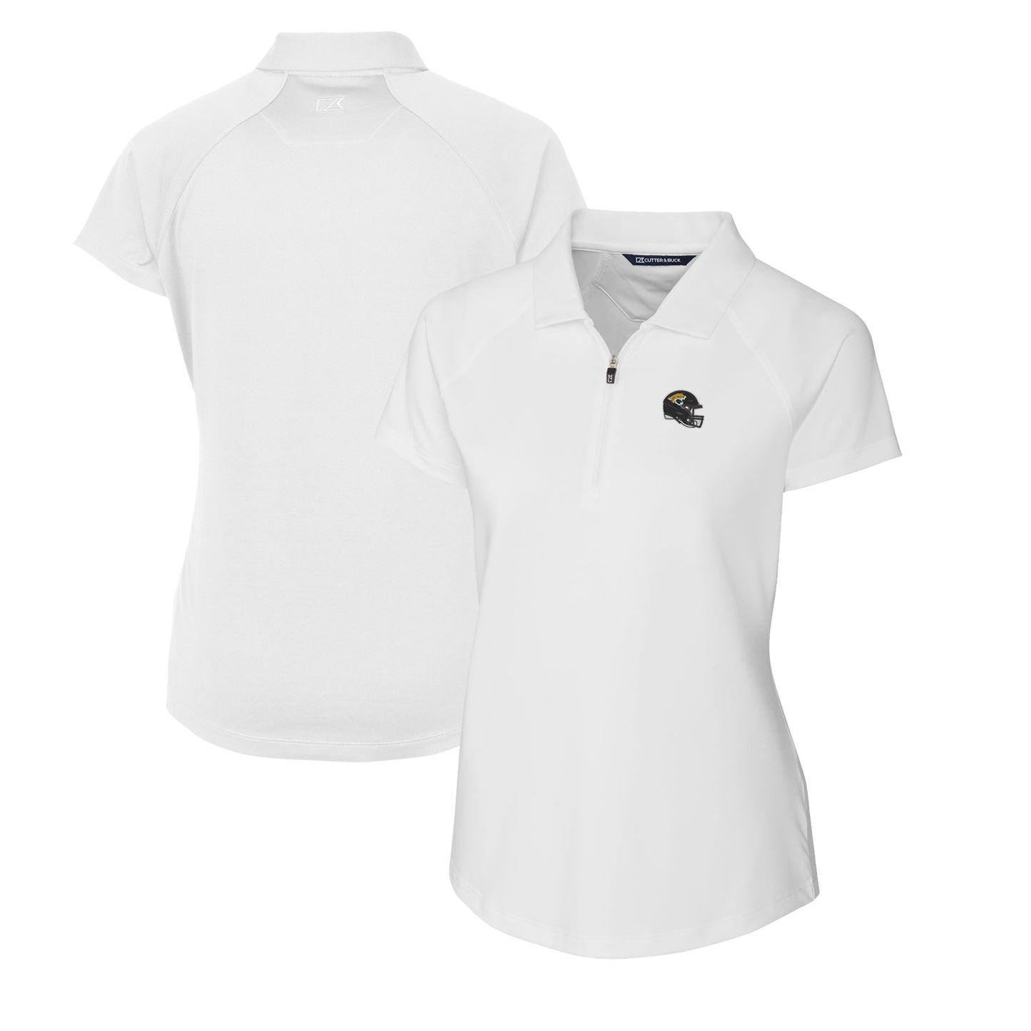 Women's Cutter & Buck  White Jacksonville Jaguars Helmet Logo DryTec Forge Stretch Polo