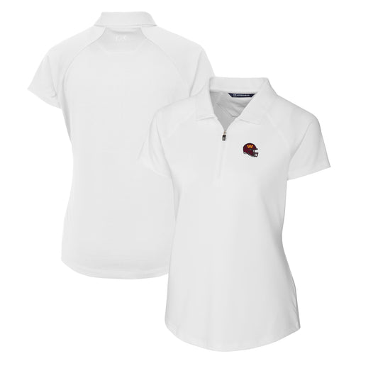 Women's Cutter & Buck  White Washington Commanders Helmet Logo DryTec Forge Stretch Polo