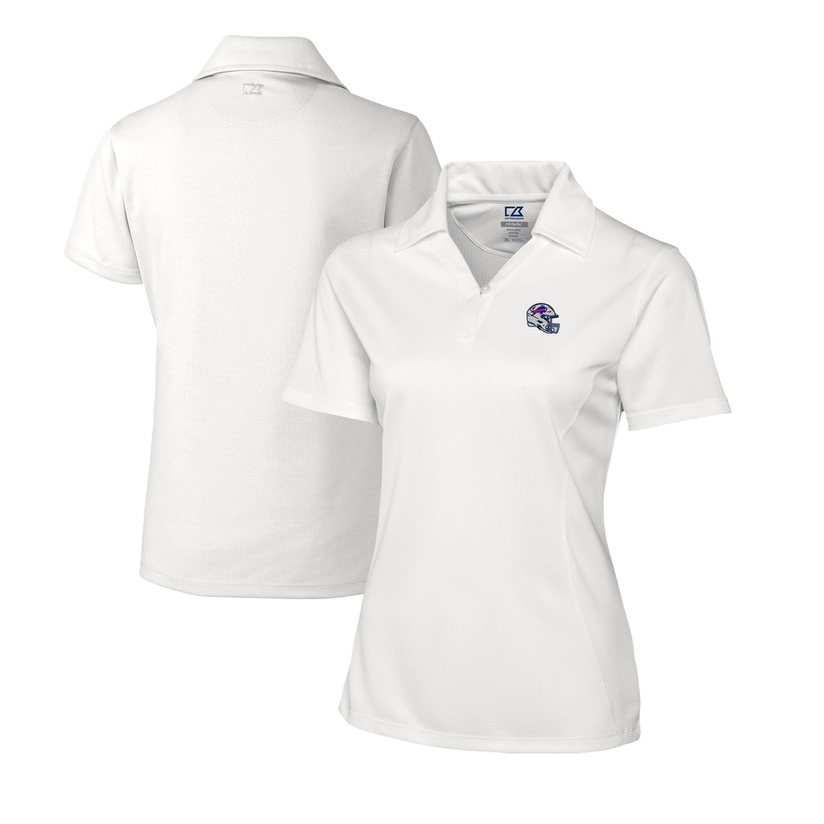 Women's Cutter & Buck  White Buffalo Bills Helmet Logo CB DryTec Genre Textured Solid Polo