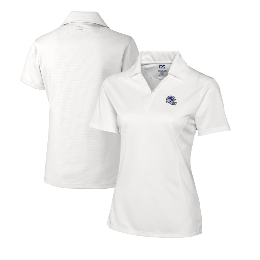 Women's Cutter & Buck  White Buffalo Bills Helmet Logo CB DryTec Genre Textured Solid Polo