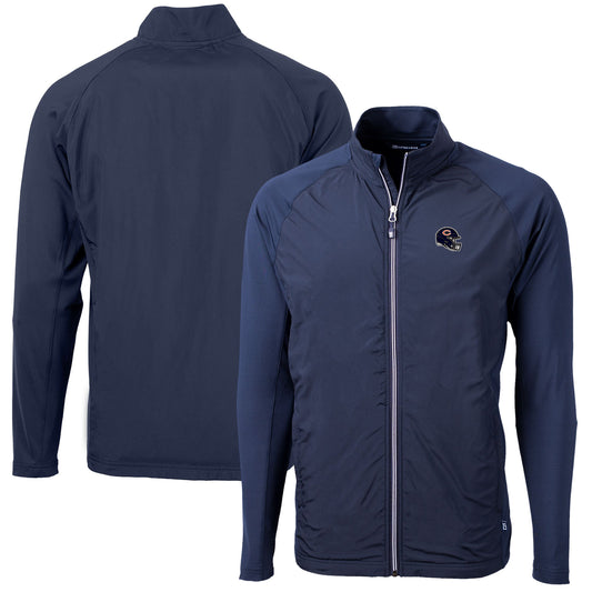 Men's Cutter & Buck  Navy Chicago Bears Helmet Adapt Eco Knit Hybrid Recycled Full-Zip Jacket
