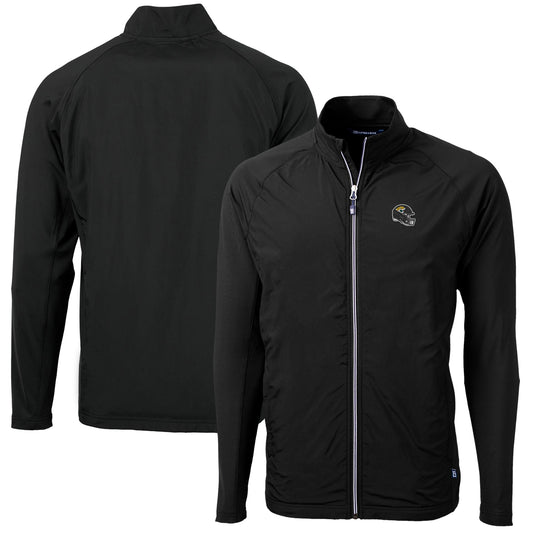 Men's Cutter & Buck  Black Jacksonville Jaguars Helmet Adapt Eco Knit Hybrid Recycled Full-Zip Jacket