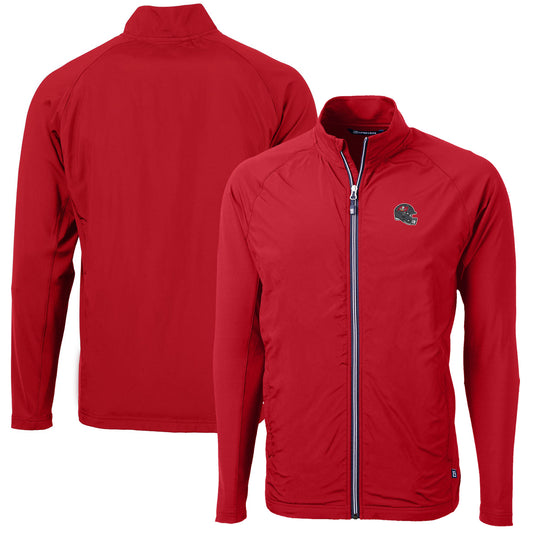 Men's Cutter & Buck  Red Tampa Bay Buccaneers Helmet Adapt Eco Knit Hybrid Recycled Full-Zip Jacket