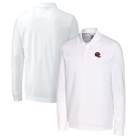 Men's Cutter & Buck  White Kansas City Chiefs Helmet Advantage Tri-Blend Pique Long Sleeve Polo