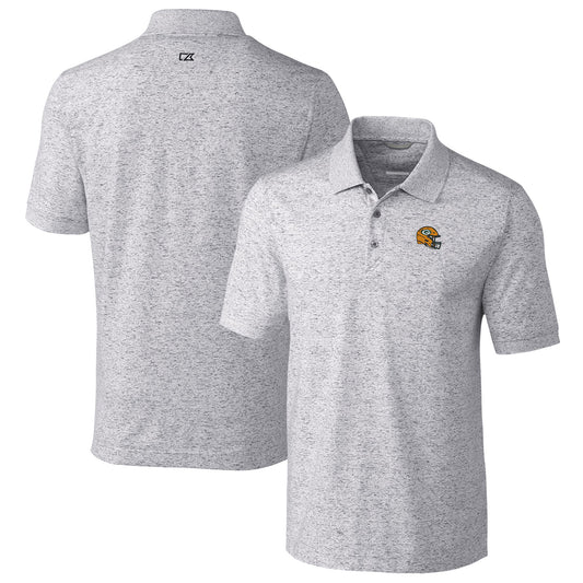 Men's Cutter & Buck  Gray Green Bay Packers Helmet Advantage Space Dye Tri-Blend Polo