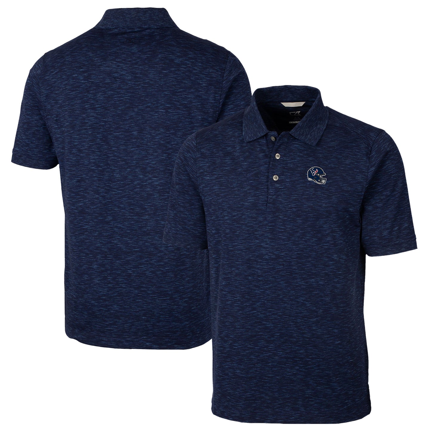 Men's Cutter & Buck  Navy Houston Texans Helmet Advantage Space Dye Tri-Blend Polo