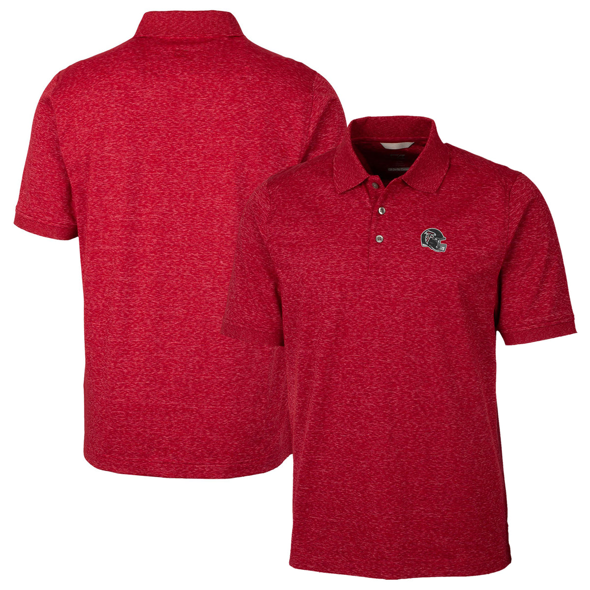Men's Cutter & Buck  Red Atlanta Falcons Helmet Advantage Space Dye Tri-Blend Polo