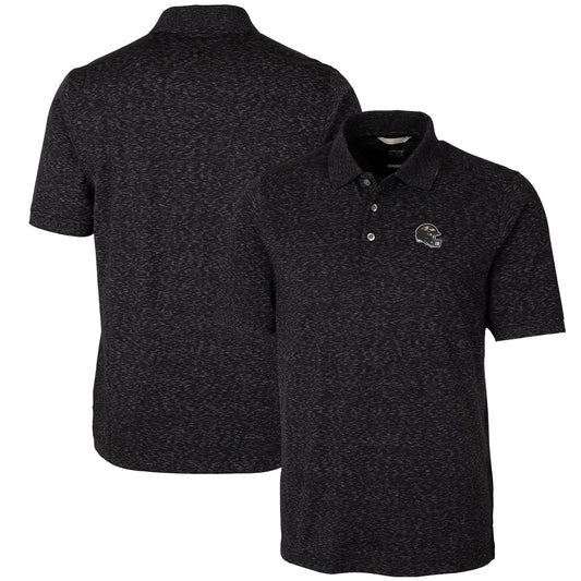 Men's Cutter & Buck  Black Baltimore Ravens Helmet Advantage Space Dye Tri-Blend Polo