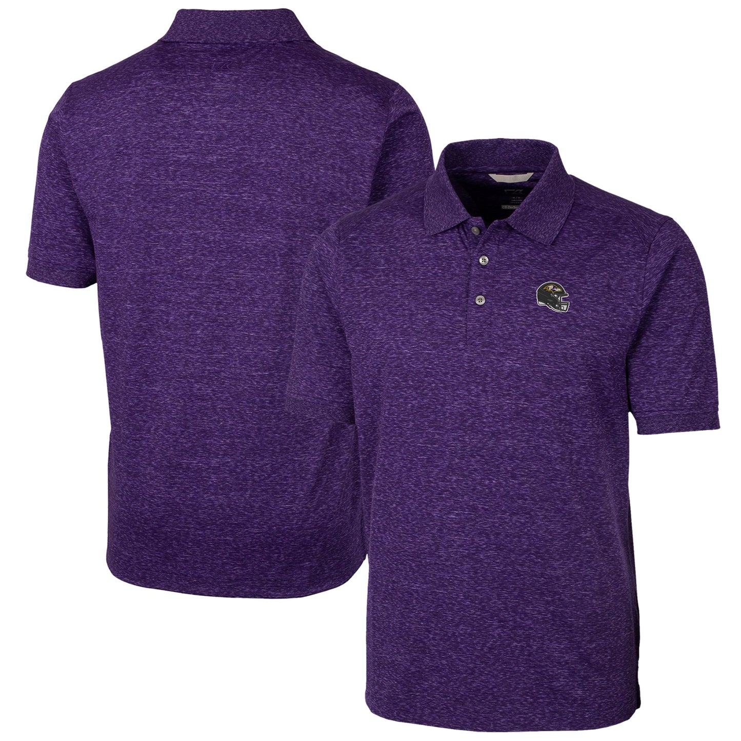 Men's Cutter & Buck  Purple Baltimore Ravens Helmet Advantage Space Dye Tri-Blend Polo