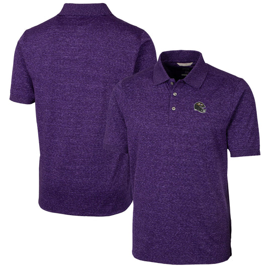 Men's Cutter & Buck  Purple Baltimore Ravens Helmet Advantage Space Dye Tri-Blend Polo