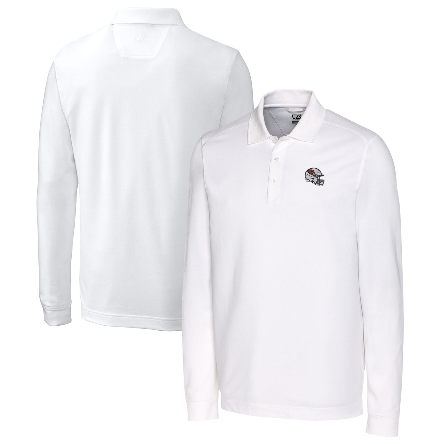 Men's Cutter & Buck  White Arizona Cardinals Helmet Advantage Tri-Blend Pique Long Sleeve Polo