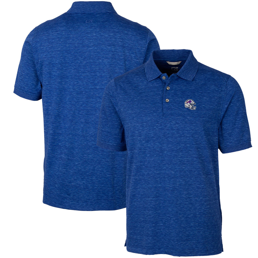 Men's Cutter & Buck  Blue Buffalo Bills Helmet Advantage Space Dye Tri-Blend Polo