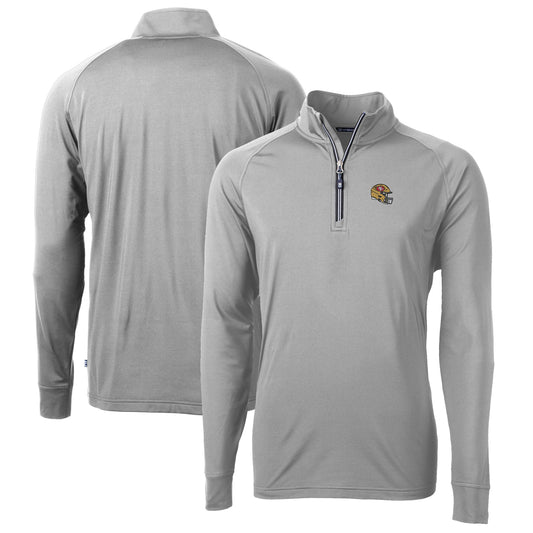 Men's Cutter & Buck  Silver San Francisco 49ers Helmet Adapt Eco Knit Stretch Recycled Quarter-Zip Pullover Top