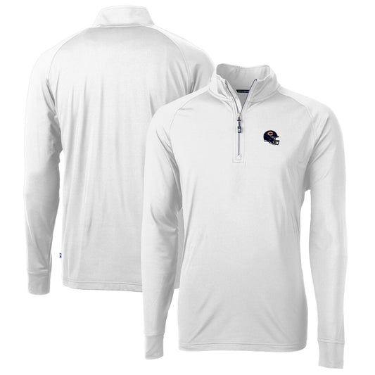 Men's Cutter & Buck  White Chicago Bears Helmet Adapt Eco Knit Stretch Recycled Quarter-Zip Pullover Top