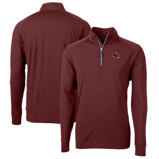 Men's Cutter & Buck  Burgundy Washington Commanders Helmet Adapt Eco Knit Stretch Recycled Quarter-Zip Pullover Top