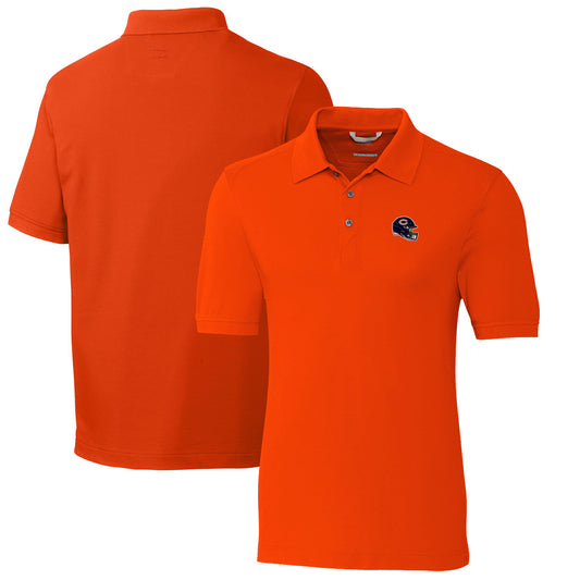Men's Cutter & Buck  Orange Chicago Bears Helmet Advantage Tri-Blend Pique Polo