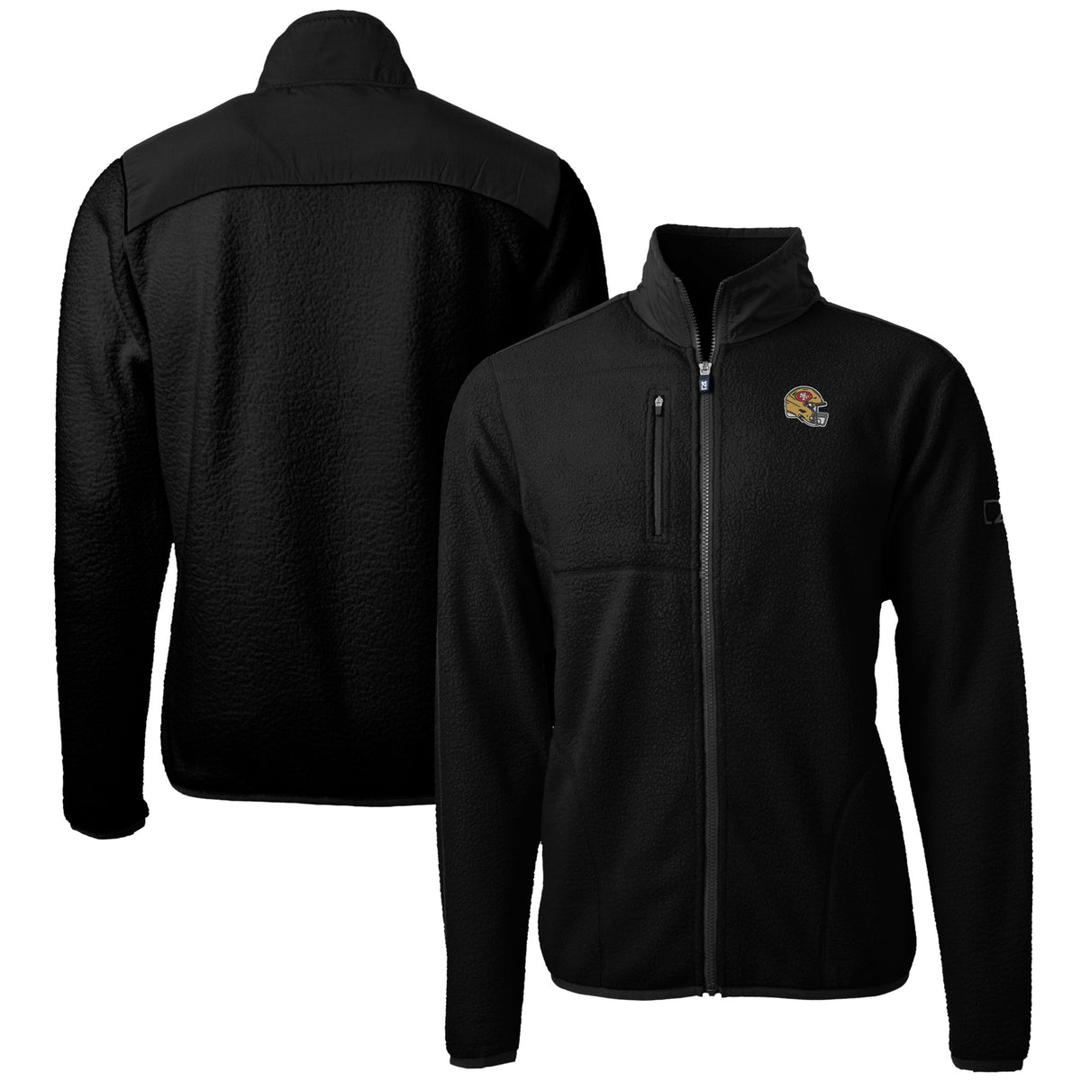 Men's Cutter & Buck  Black San Francisco 49ers Helmet Cascade Eco Sherpa Fleece Full-Zip Jacket