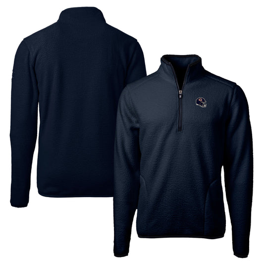 Men's Cutter & Buck  Navy Chicago Bears Helmet Cascade Eco Sherpa Fleece Quarter-Zip Pullover Jacket