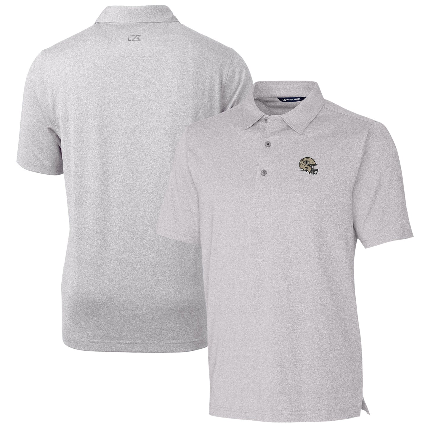 Men's Cutter & Buck  Heather Gray New Orleans Saints Helmet Forge Stretch Polo