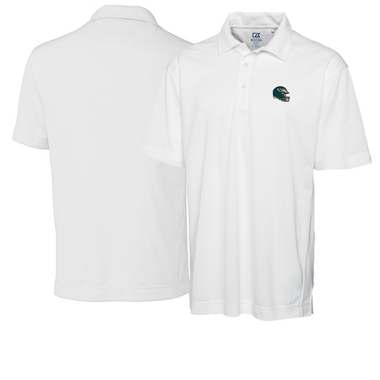 Men's Cutter & Buck  White Philadelphia Eagles Helmet DryTec Genre Textured Solid Polo