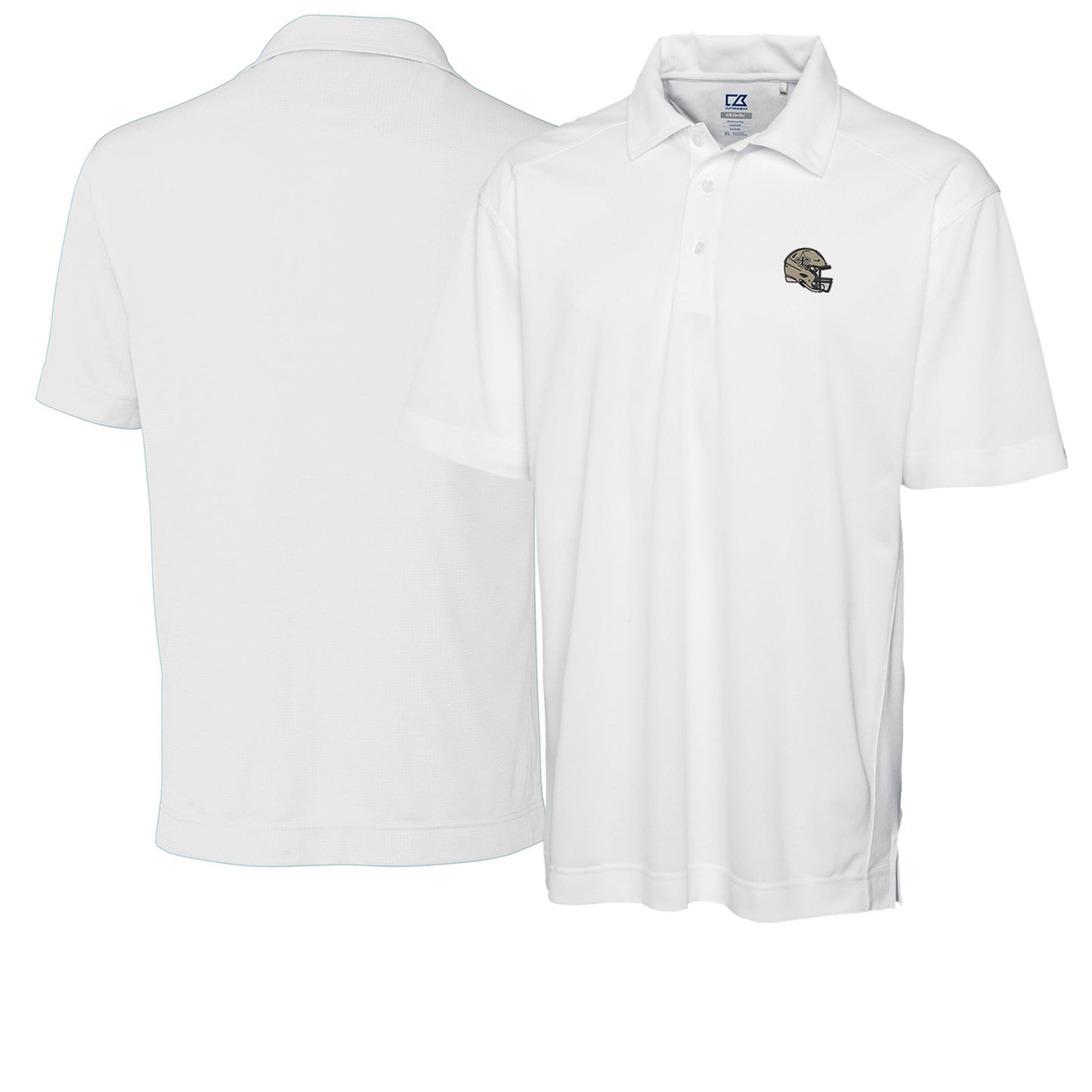 Men's Cutter & Buck  White New Orleans Saints Helmet DryTec Genre Textured Solid Polo