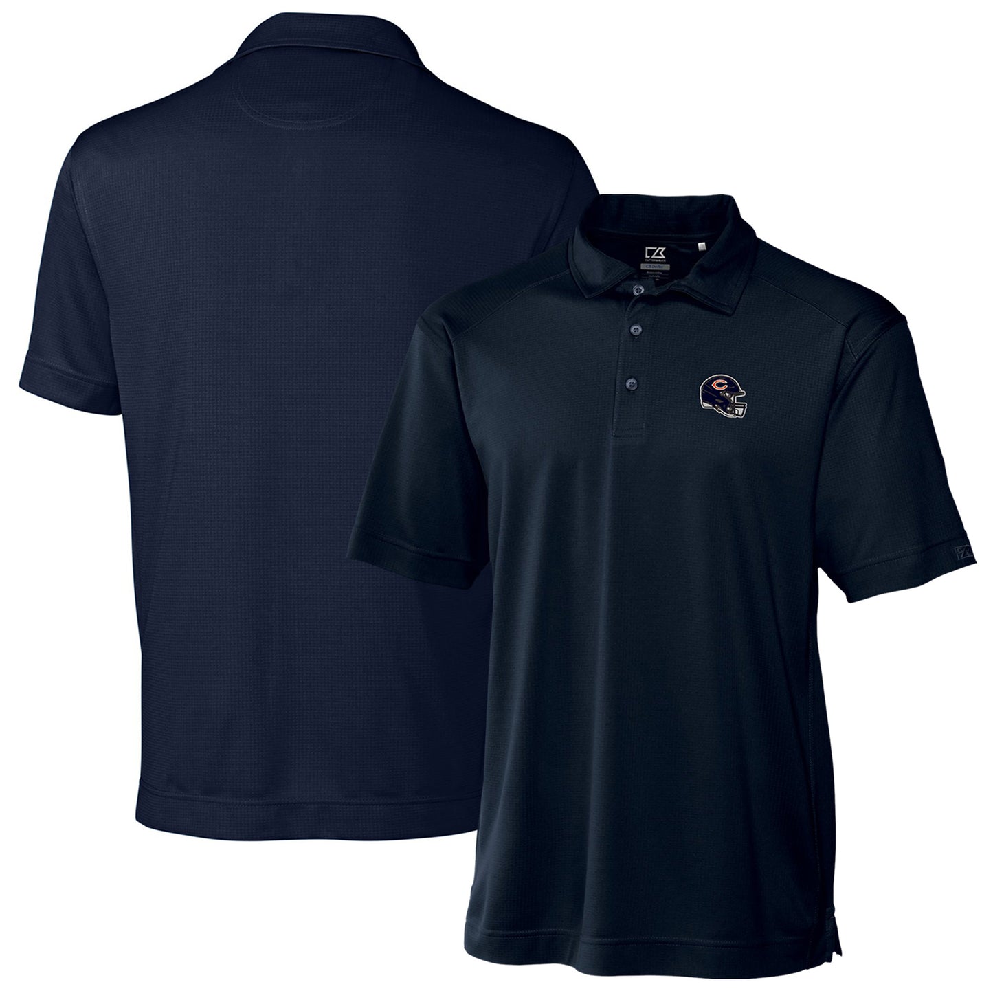 Men's Cutter & Buck  Navy Chicago Bears Helmet DryTec Genre Textured Solid Polo