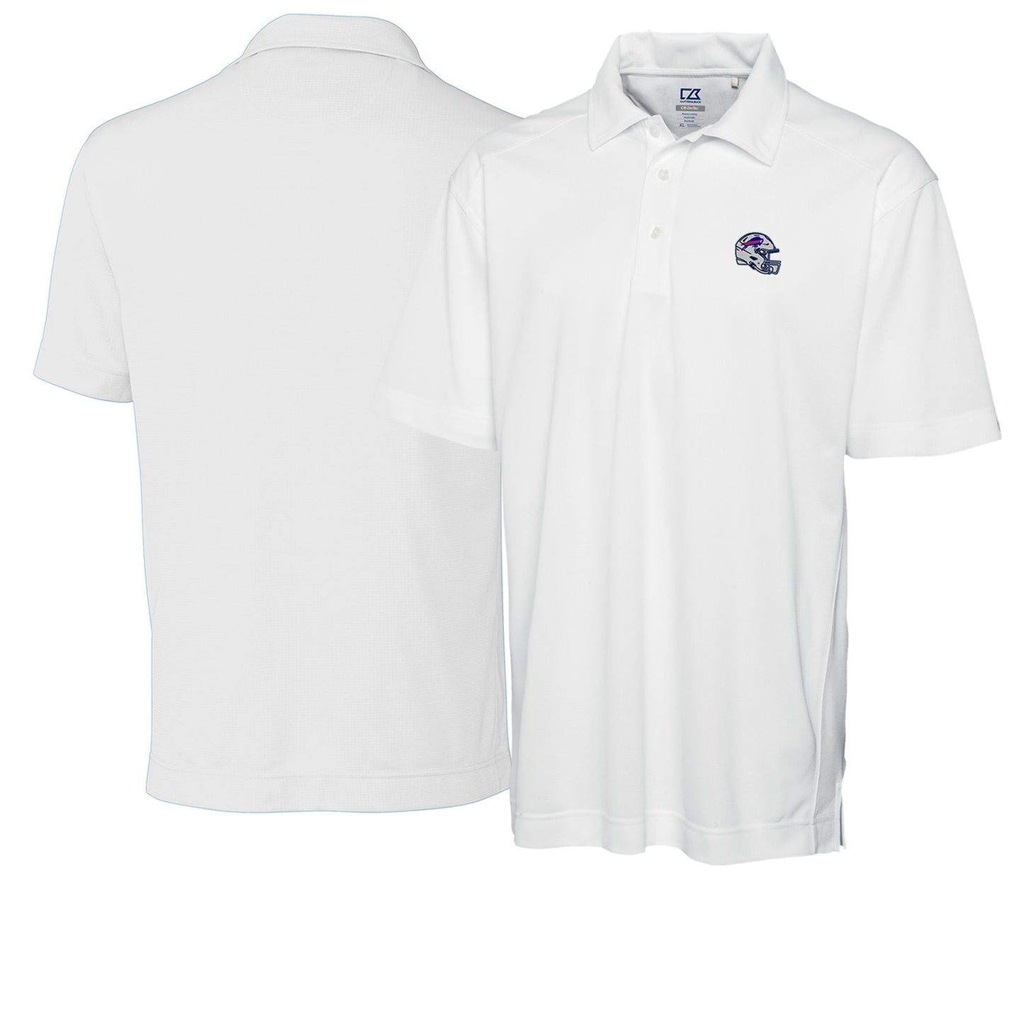 Men's Cutter & Buck  White Buffalo Bills Helmet DryTec Genre Textured Solid Polo