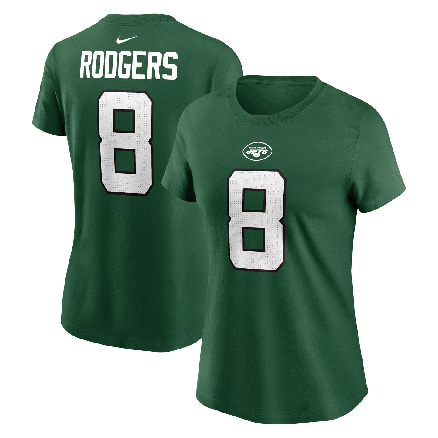 Women's Nike Aaron Rodgers Green New York Jets Player Name & Number T-Shirt