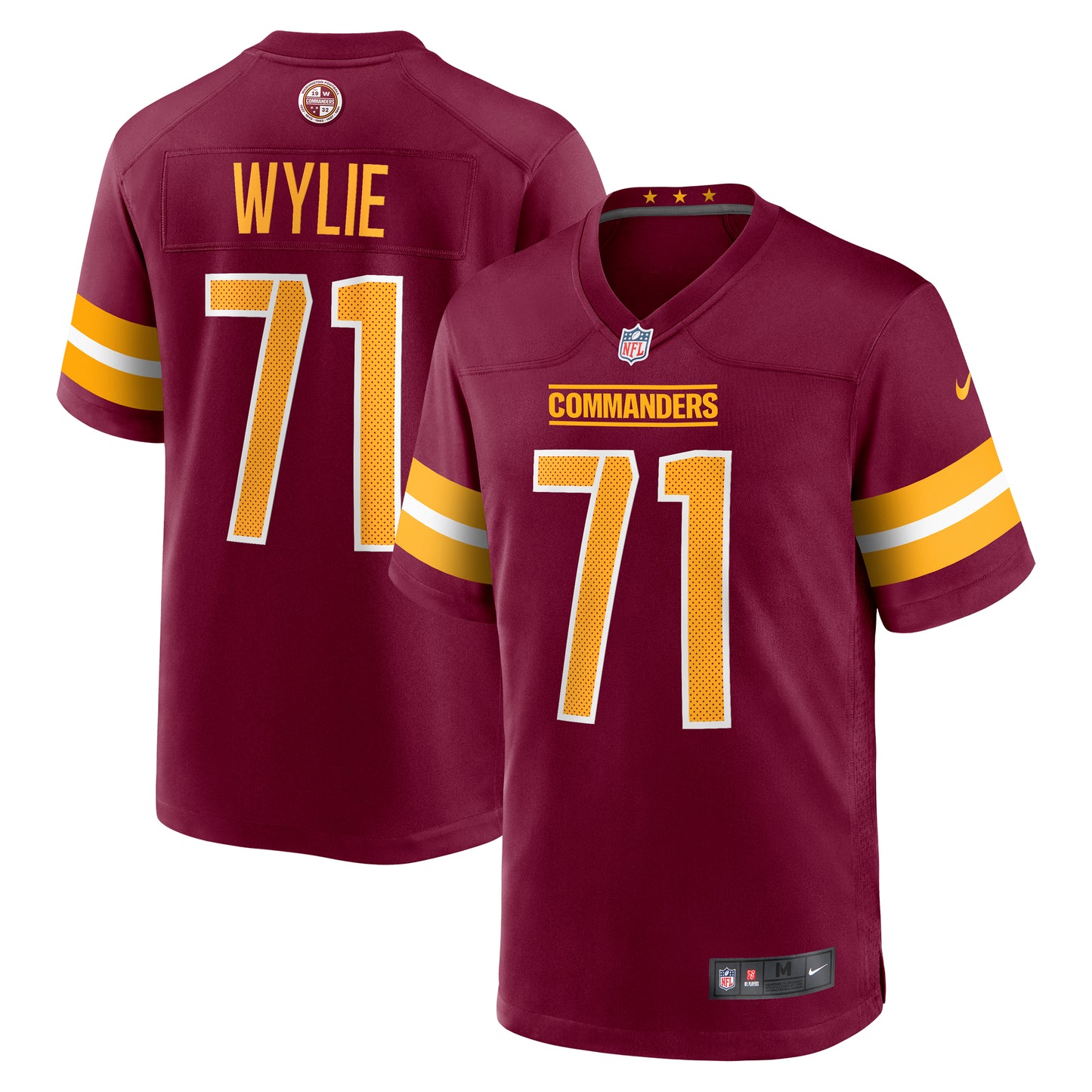 Men's Nike Andrew Wylie Burgundy Washington Commanders Game Player Jersey