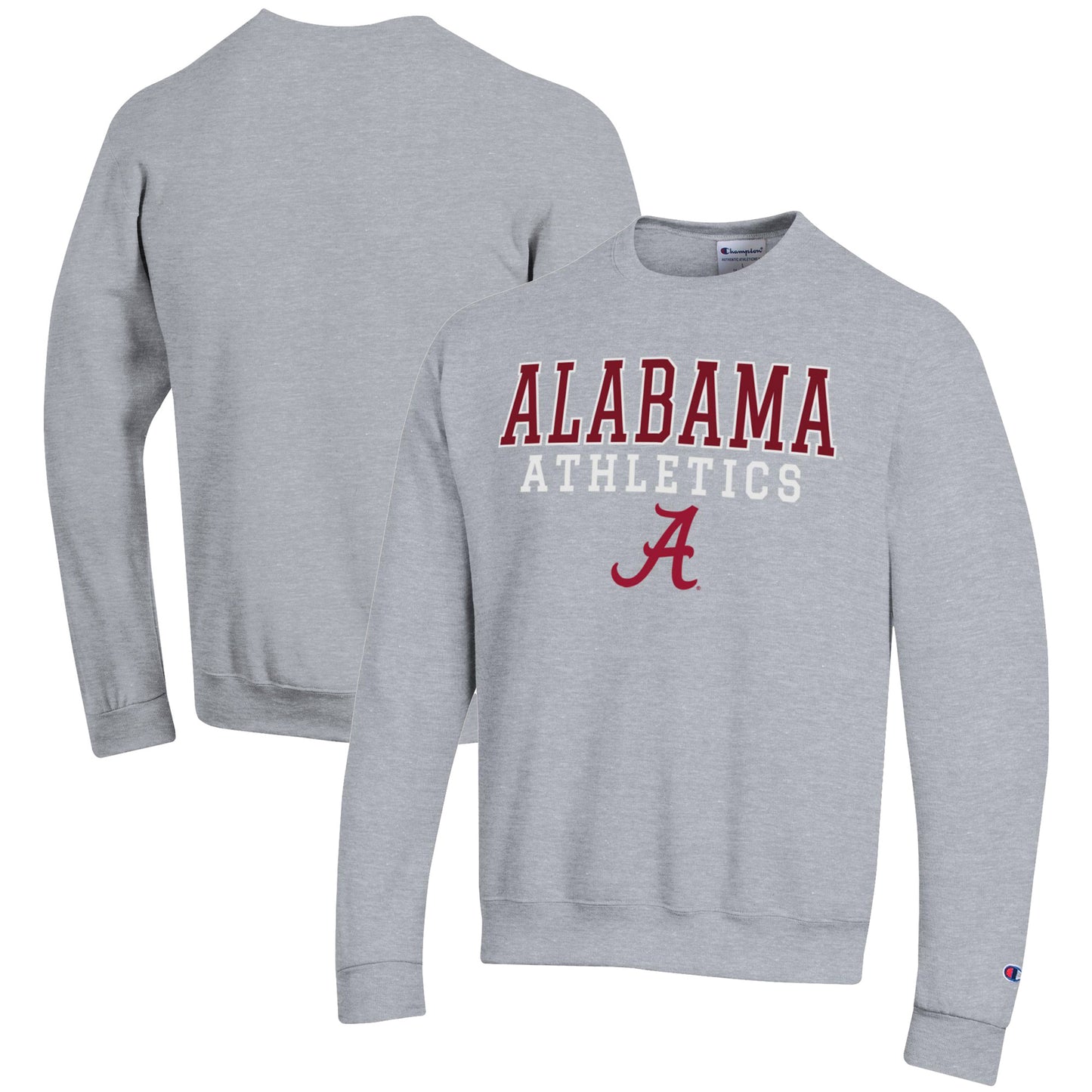 Men's Champion  Gray Alabama Crimson Tide Athletics Logo Stack Pullover Sweatshirt