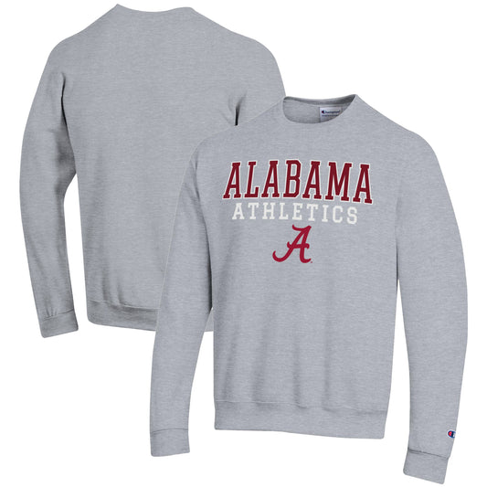 Men's Champion  Gray Alabama Crimson Tide Athletics Logo Stack Pullover Sweatshirt