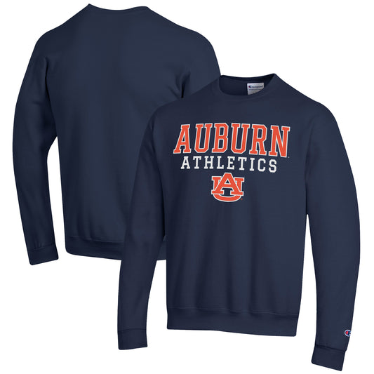 Men's Champion  Navy Auburn Tigers Athletics Logo Stack Pullover Sweatshirt