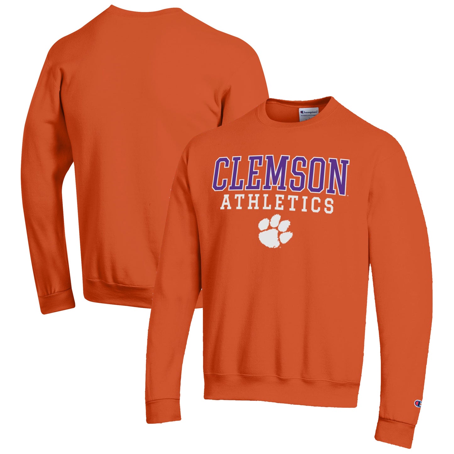 Men's Champion  Orange Clemson Tigers Athletics Logo Stack Pullover Sweatshirt