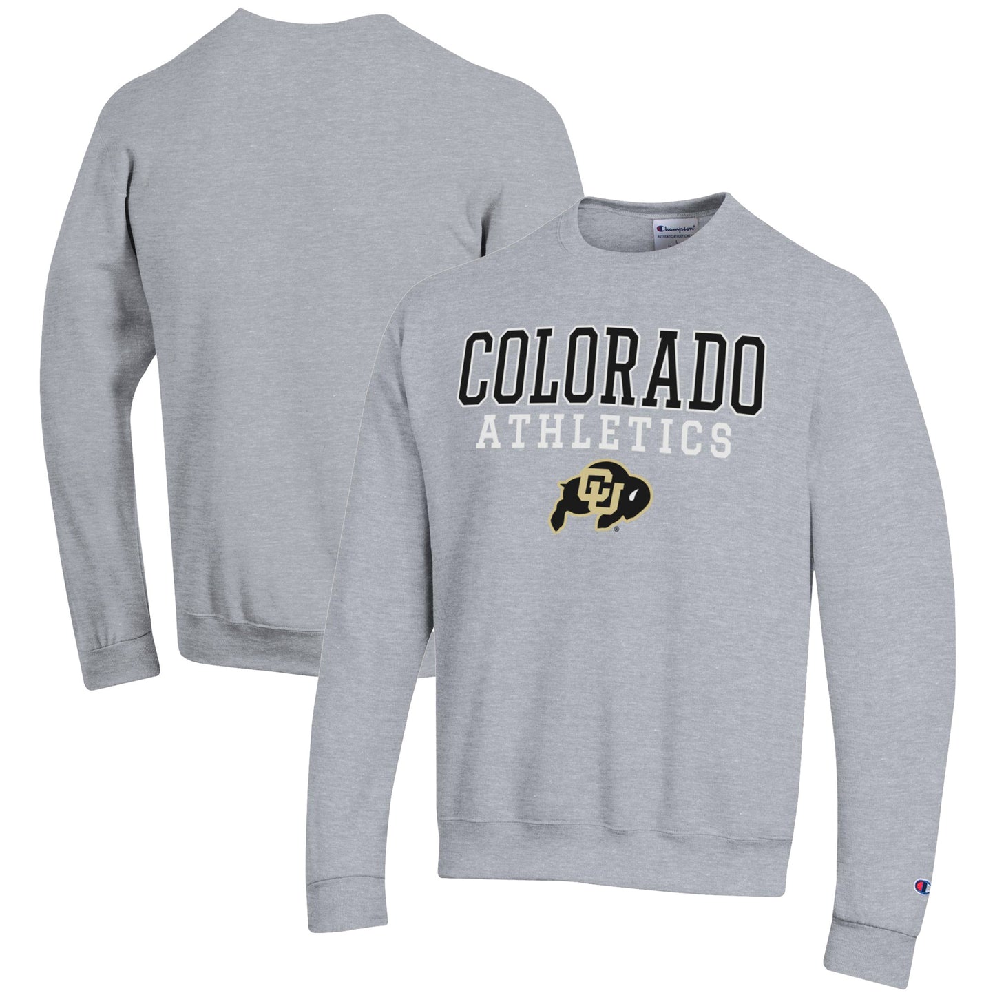 Men's Champion  Gray Colorado Buffaloes Athletics Logo Stack Pullover Sweatshirt