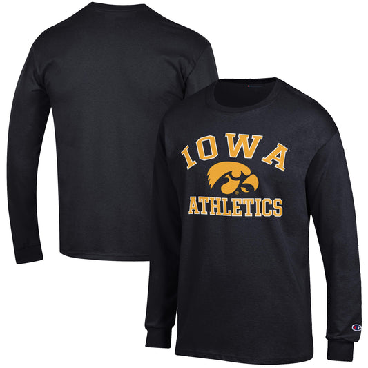 Men's Champion  Black Iowa Hawkeyes Athletics Logo Long Sleeve T-Shirt