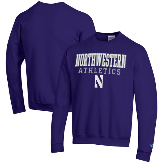 Men's Champion  Purple Northwestern Wildcats Athletics Logo Stack Pullover Sweatshirt