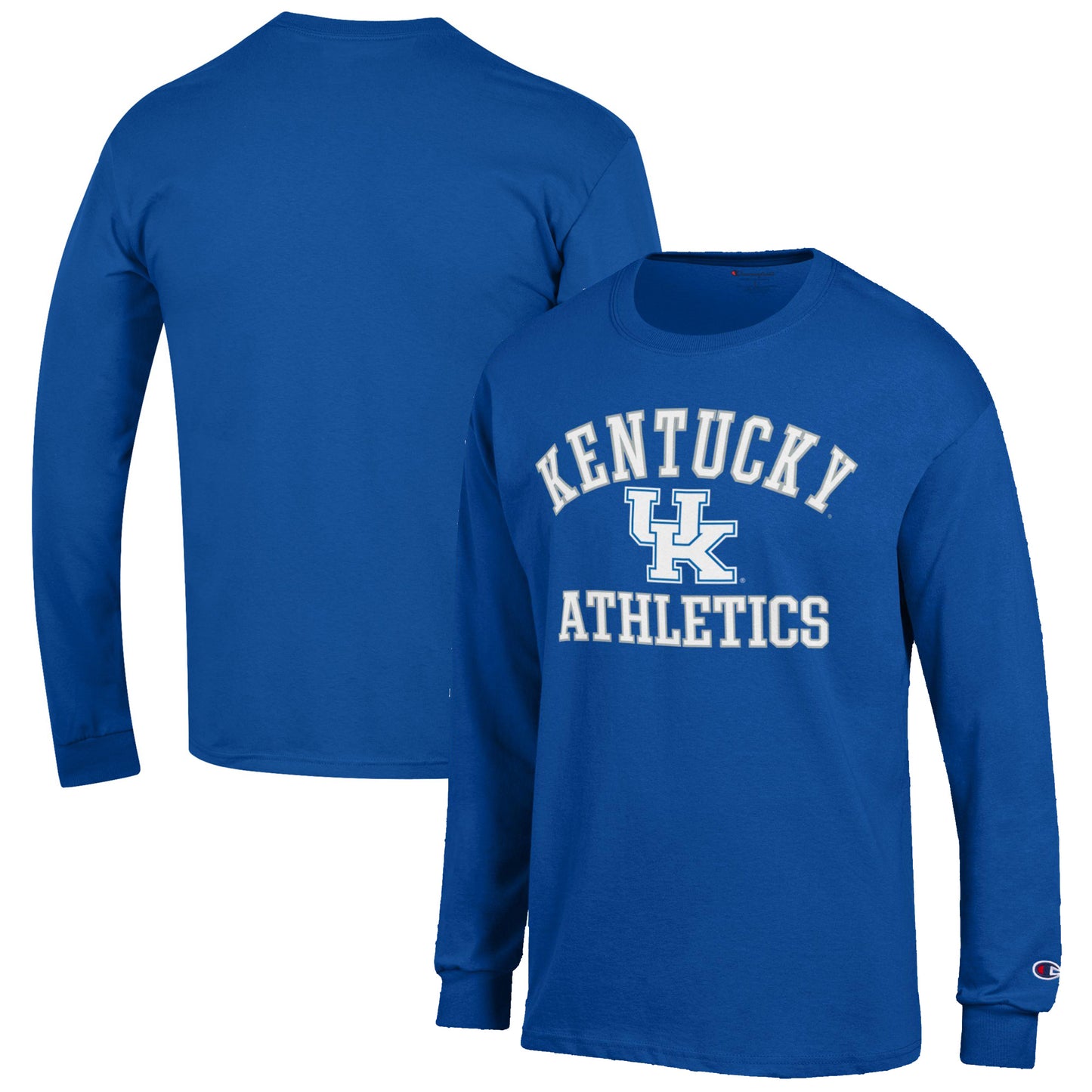 Men's Champion  Royal Kentucky Wildcats Athletics Logo Long Sleeve T-Shirt