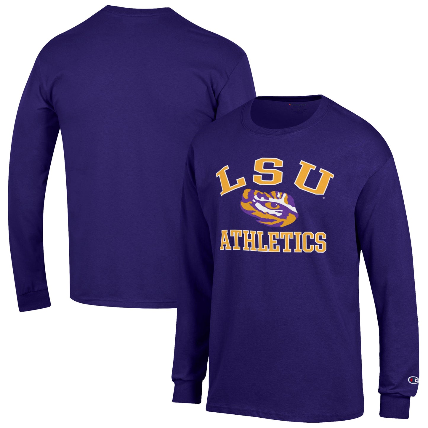 Men's Champion  Purple LSU Tigers Athletics Logo Long Sleeve T-Shirt