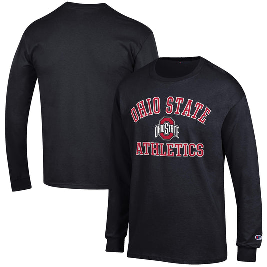 Men's Champion  Black Ohio State Buckeyes Athletics Logo Long Sleeve T-Shirt