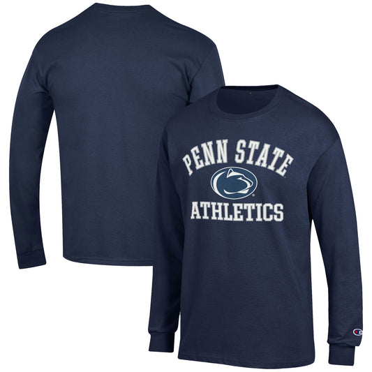 Men's Champion  Navy Penn State Nittany Lions Athletics Logo Long Sleeve T-Shirt