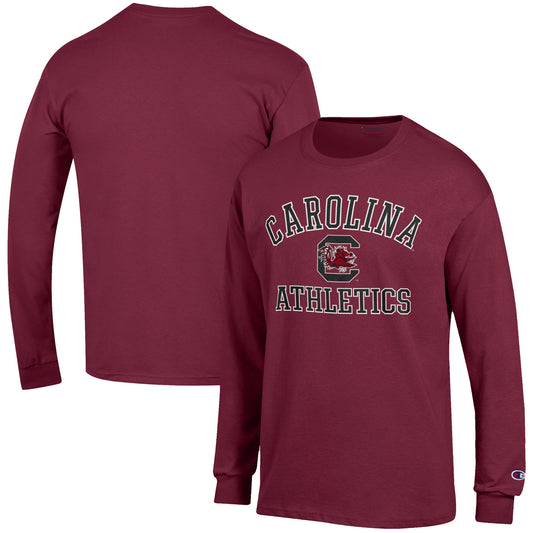 Men's Champion  Garnet South Carolina Gamecocks Athletics Logo Long Sleeve T-Shirt