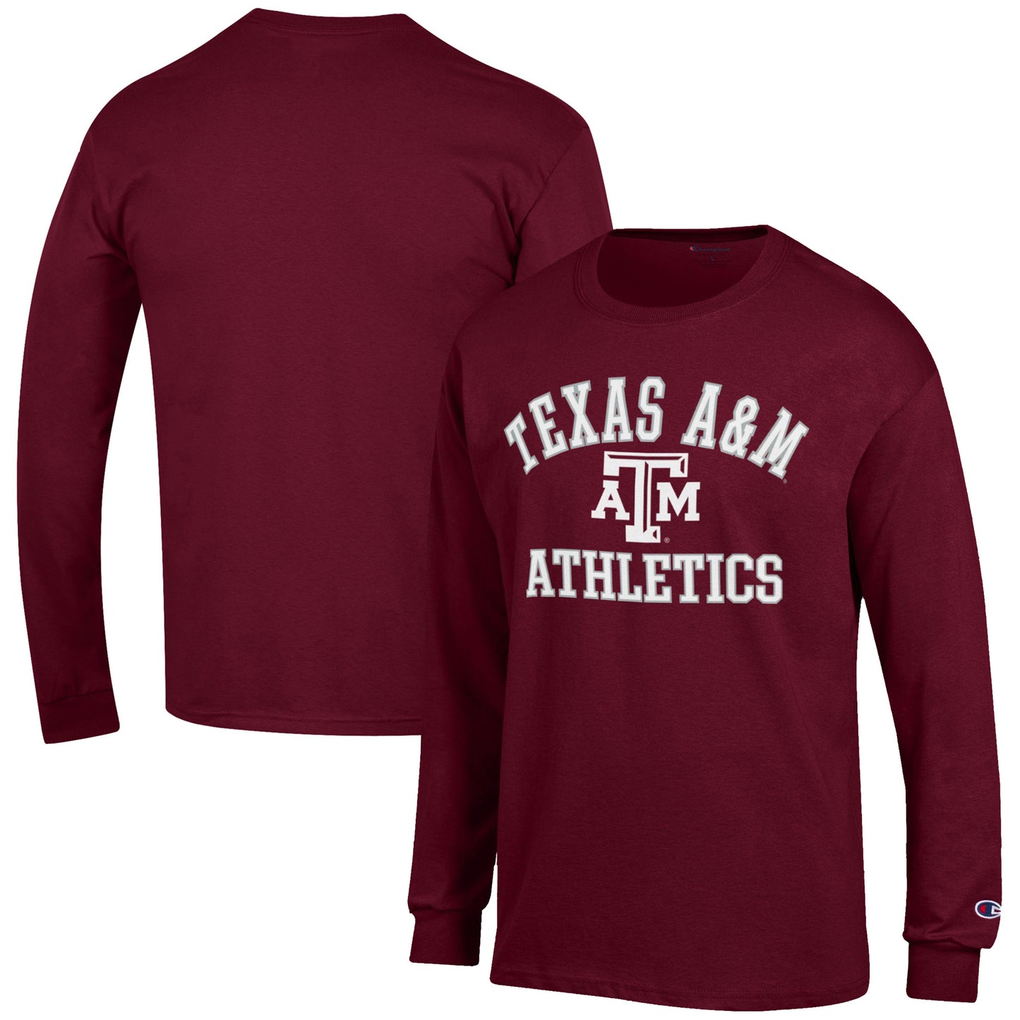 Men's Champion  Maroon Texas A&M Aggies Athletics Logo Long Sleeve T-Shirt