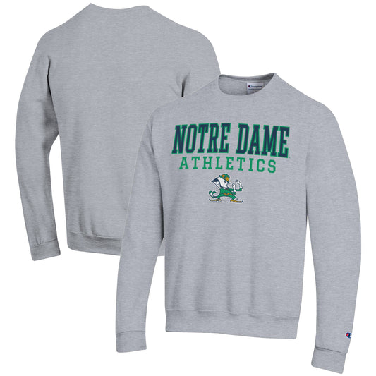 Men's Champion  Gray Notre Dame Fighting Irish Athletics Logo Stack Pullover Sweatshirt