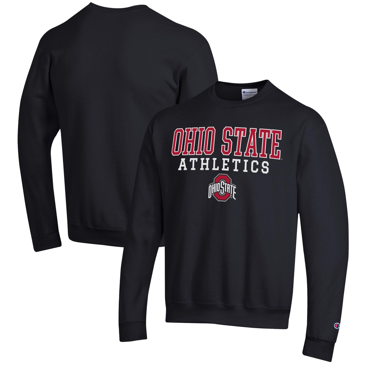 Men's Champion  Black Ohio State Buckeyes Athletics Logo Stack Pullover Sweatshirt