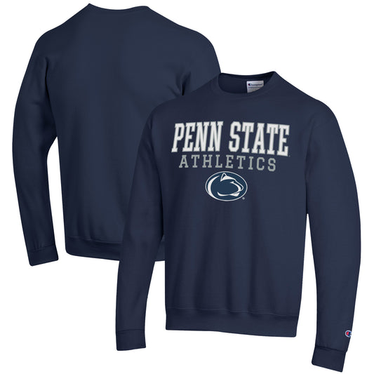 Men's Champion  Navy Penn State Nittany Lions Athletics Logo Stack Pullover Sweatshirt