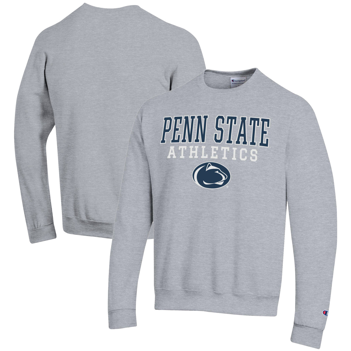 Men's Champion  Gray Penn State Nittany Lions Athletics Logo Stack Pullover Sweatshirt